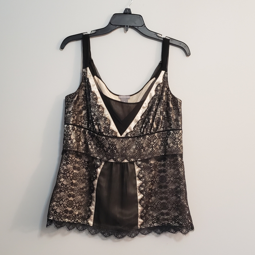 Ann Taylor Eyelash Lace Overlay Top